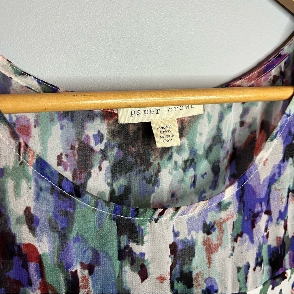 Anthropologie Paper Crown Endora Half Length Bell Sleeve Abstract Mini Dress S - Picture 10 of 16